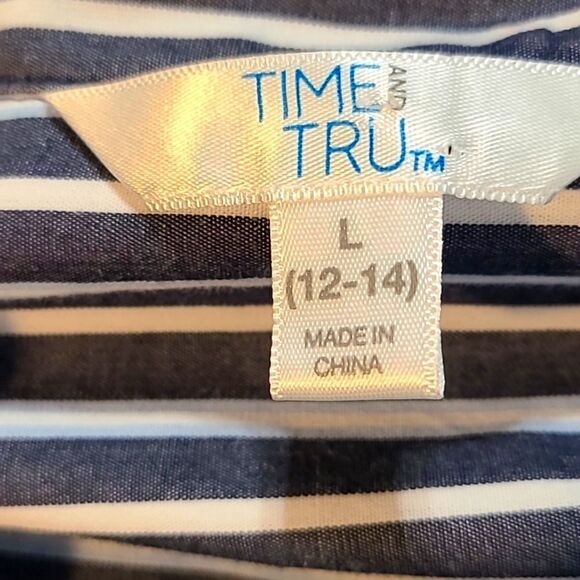 Time & Tru Buttondown Shift Dress, Blue & White Stripe, Size Large (12-14) - Picture 8 of 9